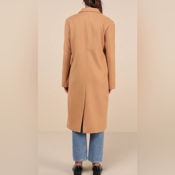 LULUS ‘Style Squad’ Classic Long Tan Winter Coat Women’s Size Medium - Picture 2 of 10
